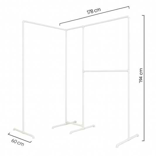 Clothes rack corner system in white