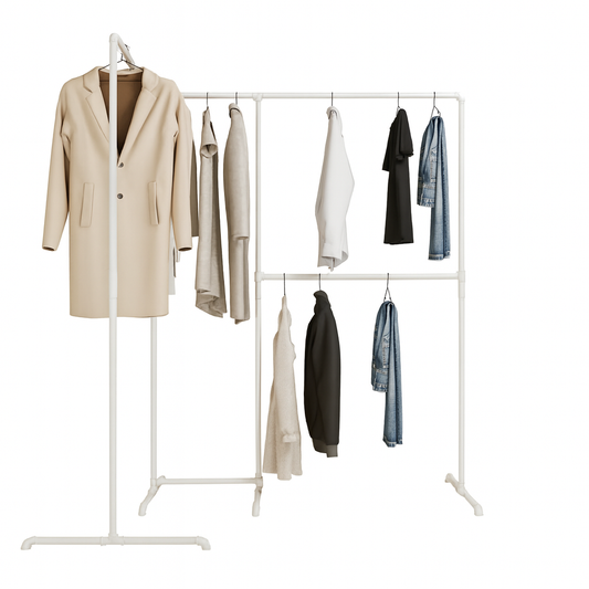 Clothes rack corner system in white